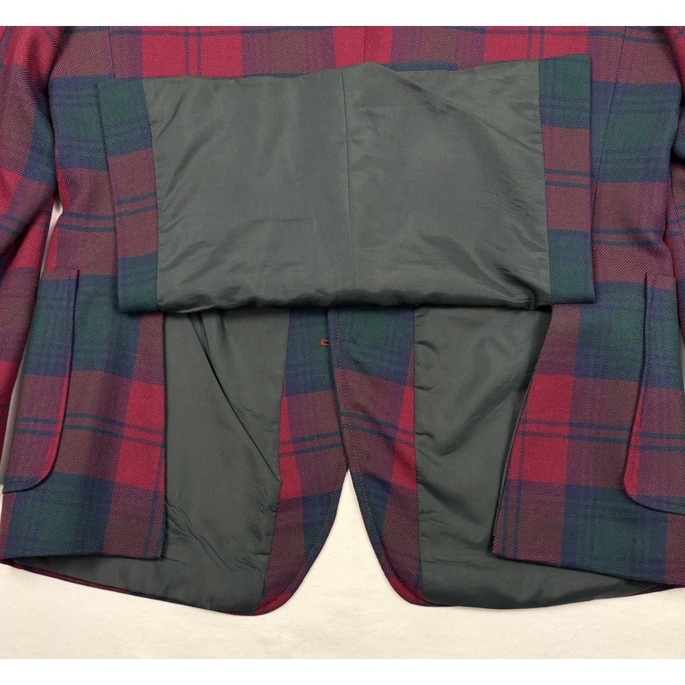 VTG Bespoke Alexander Bermuda Wool Sport Coat Green/Red/Blue Plaid 44R England - Picture 5 of 12